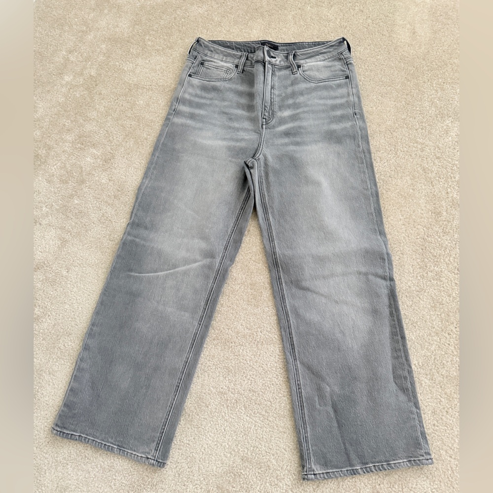 Quince Bella Stretch Relaxed Straight Stonewashed Grey Wide-Leg Jeans
